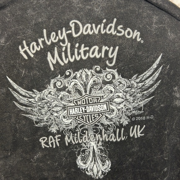 Harley-Davidson Women’s 2X | 3/4 Sleeve | RAF Mildenhall Military | Studded Top - Picture 14 of 14